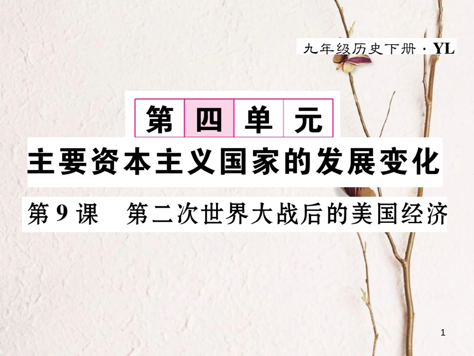 九年级历史下册 第四单元 主要资本主义国家的发展变化 第9课 第二次世界大战后的美国经济作业课件 岳麓版_第1页
