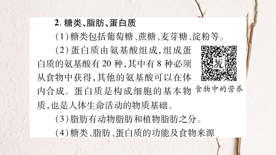 中考生物总复习 七下 第2单元 第1章 合理膳食 均衡营养教材考点梳理课件 冀教版(1)_第3页