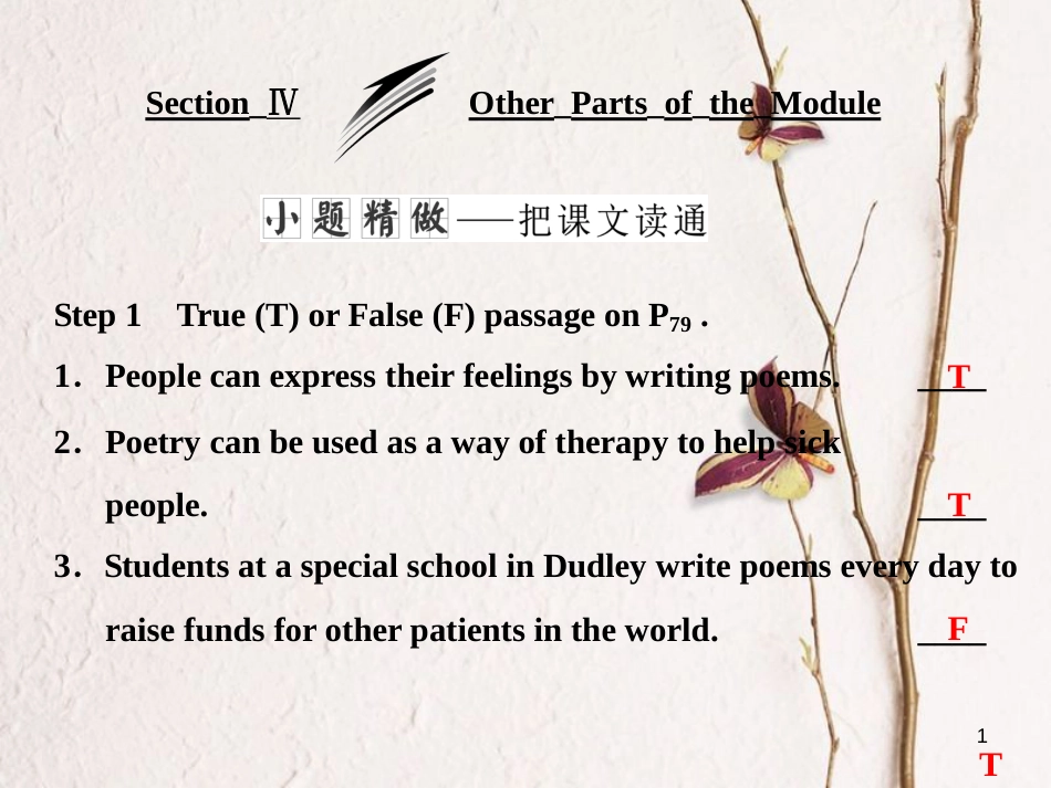 高中英语 Module 6 The Tang PoemsSection Ⅳ Other Parts of the Module课件 外研版选修8(1)_第1页