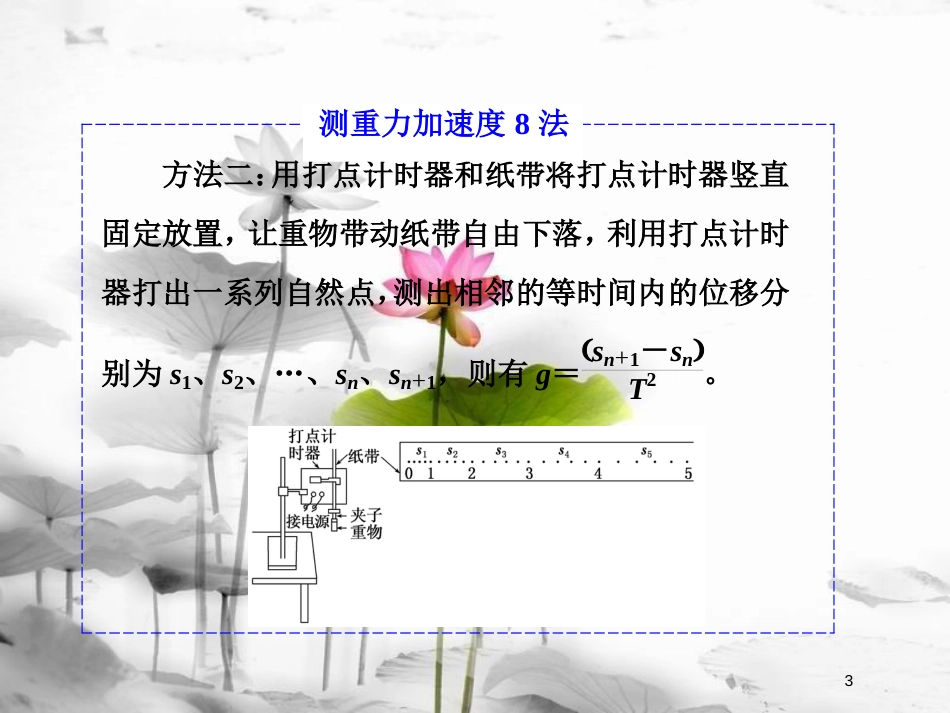 届高考物理二轮复习 第六章 力学实验 高考研究（一）测重力加速度的8种方法课件(1)_第3页