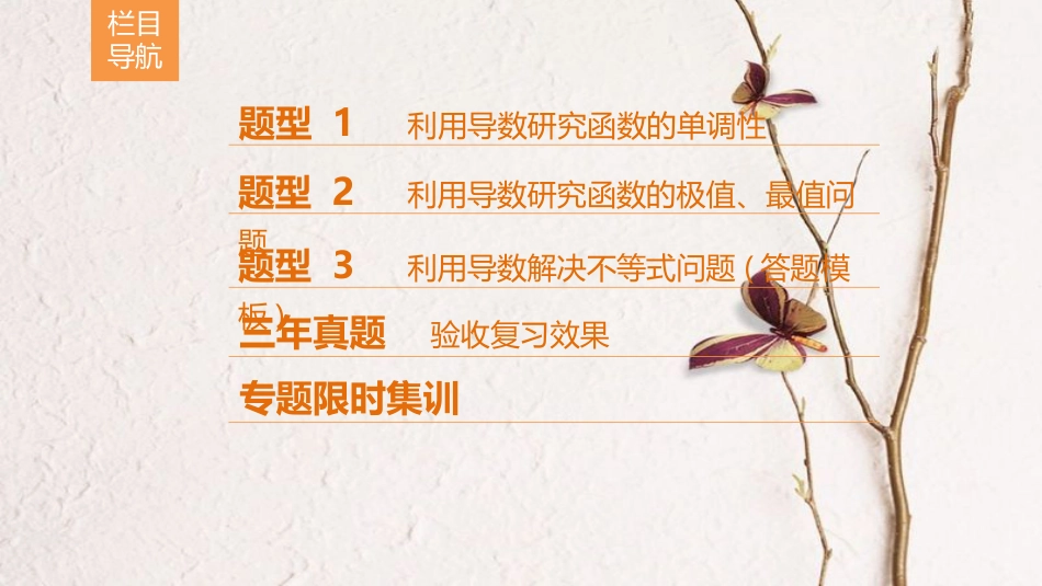 高考数学二轮复习 第1部分 重点强化专题 专题6 函数与导数 第16讲 导数的应用课件 理_第3页