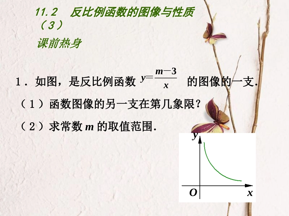 江苏省连云港市东海县八年级数学下册 第11章 反比例函数 11.2 反比例函数的图象与性质（3）课件 （新版）苏科版_第2页