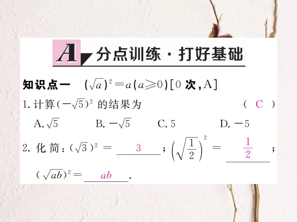 安徽省春八年级数学下册 第16章 二次根式 16.1 二次根式 第2课时 二次根式的性质练习课件 （新版）新人教版_第2页