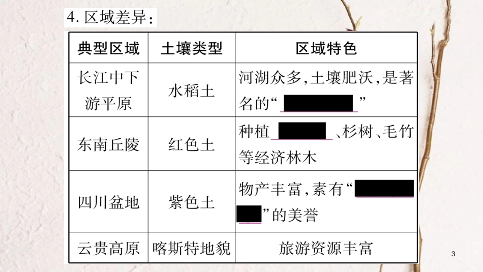 中考地理总复习 知识梳理 八下 第7章南方地区 第1课时 区域特征 长江中下游平原课件 商务星球版(1)_第3页