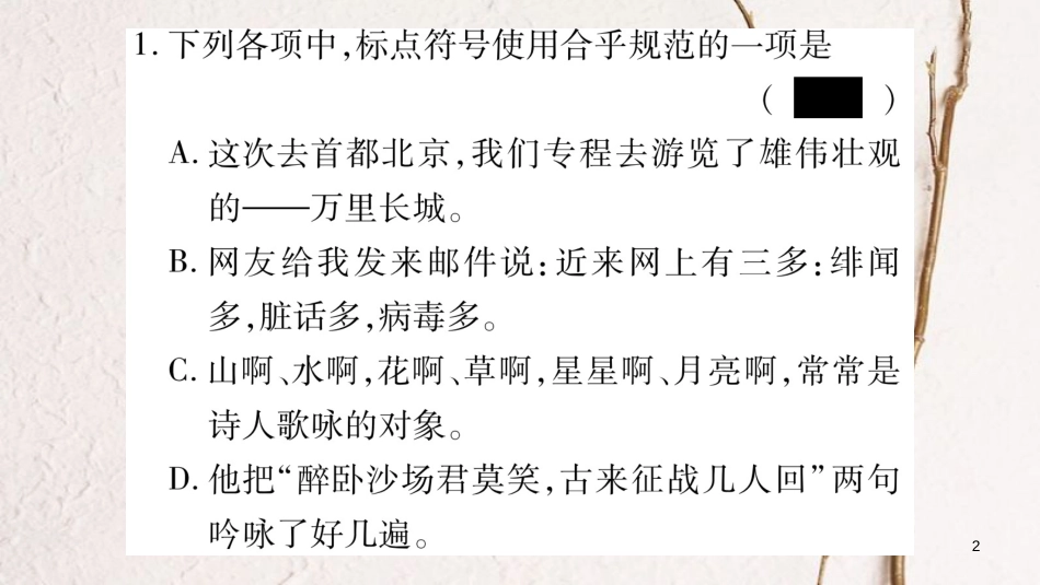 八年级语文下册 期末复习专题3 标点符号及病句课件 苏教版_第2页