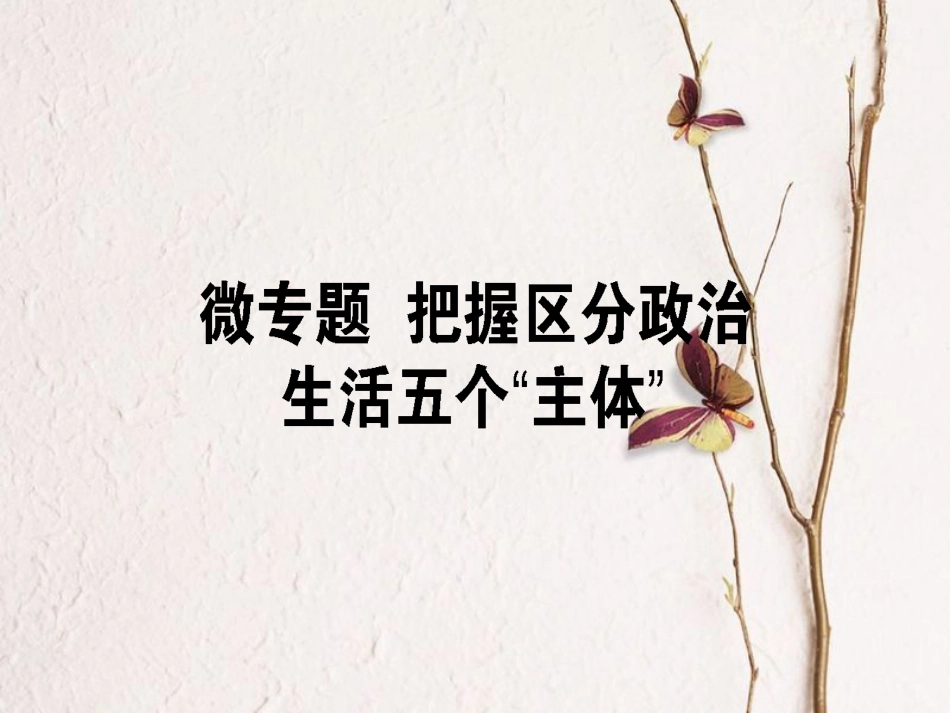 2019年高考政治一轮复习 第三单元 发展社会主义民主政治（微专题）把握区分政治生活五个“主体”专项训练课件 新人教版必修2_第1页