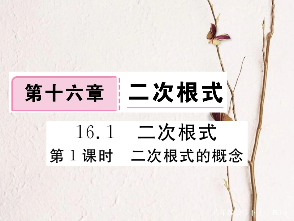 安徽省春八年级数学下册 第16章 二次根式 16.1 二次根式 第1课时 二次根式的概念练习课件 （新版）新人教版_第1页