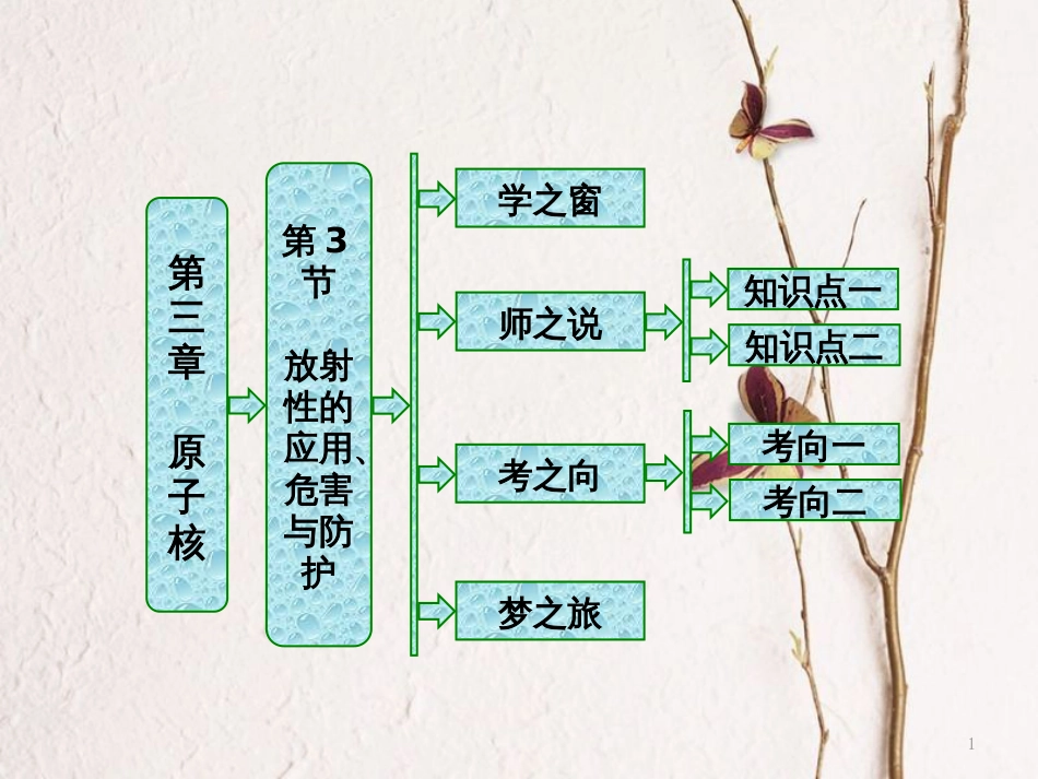 高中物理 第三章 原子核 第3节 放射性的应用、危害与保护课件 教科版选修3-5_第1页