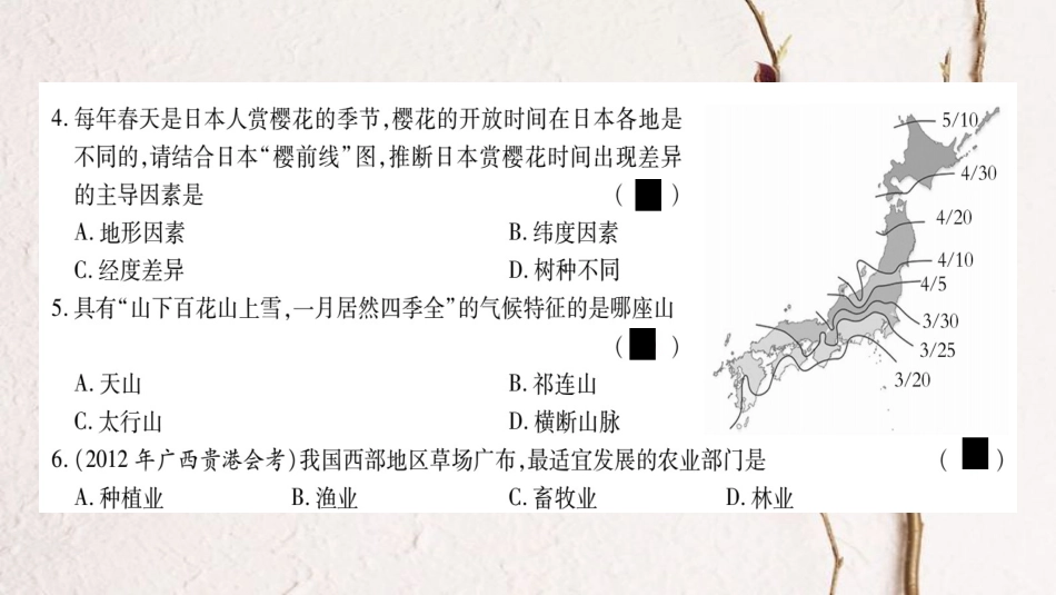 （广西贵港专用）中考地理总复习 专题突破2 自然环境与社会经济文化课件 商务星球版(1)_第3页