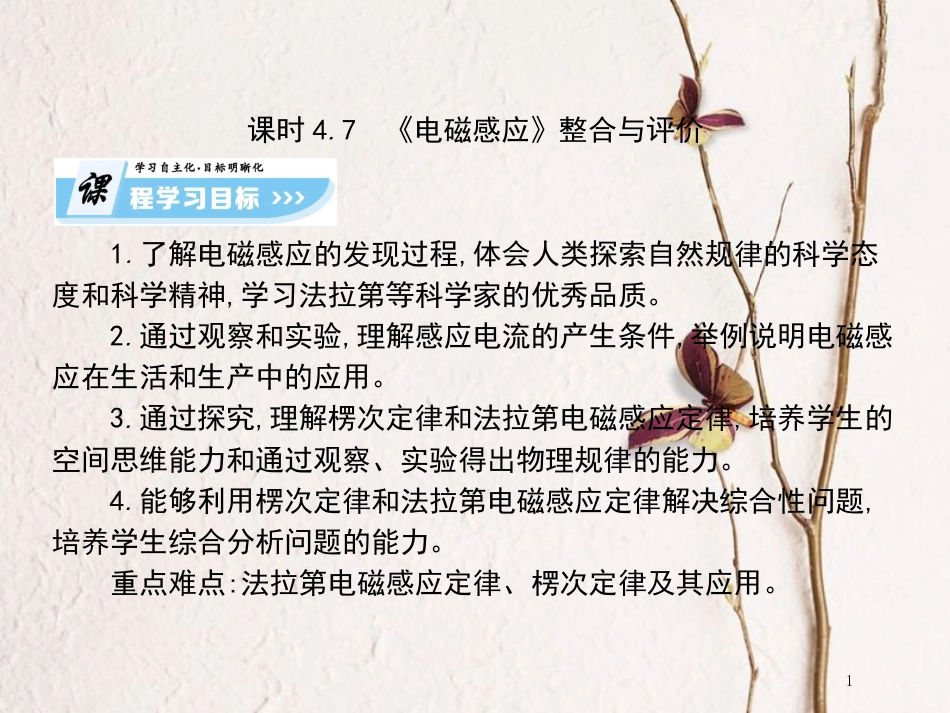 高中物理 第四章 电磁感应整合与评价课件 新人教版选修3-2(1)_第1页