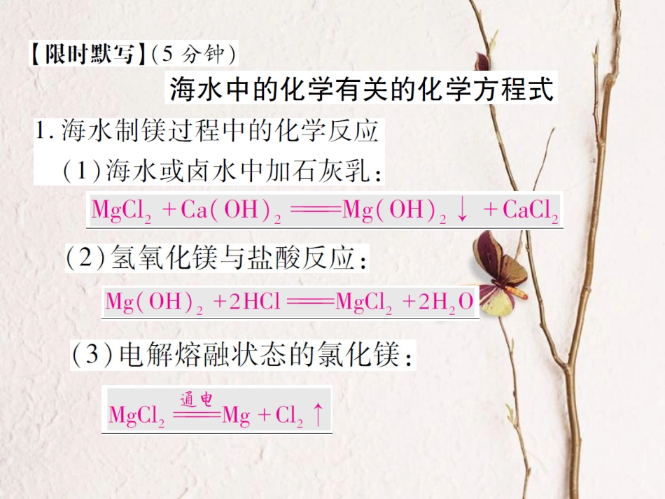 九年级化学下册 第八单元 海水中的化学限时默写习题课件1 （新版）鲁教版_第1页