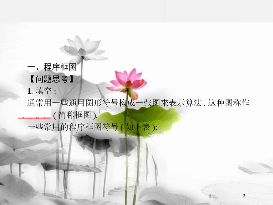 高中数学 第一章 算法初步 1.1.2 程序框图 1.1.3.1 顺序结构、条件分支结构课件 新人教B版必修3(1)_第3页