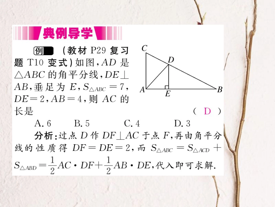 八年级数学下册 第一章 直角三角形 1.4 角平分线的性质 第1课时 角平分线的性质定理导学课件 （新版）湘教版(1)_第3页