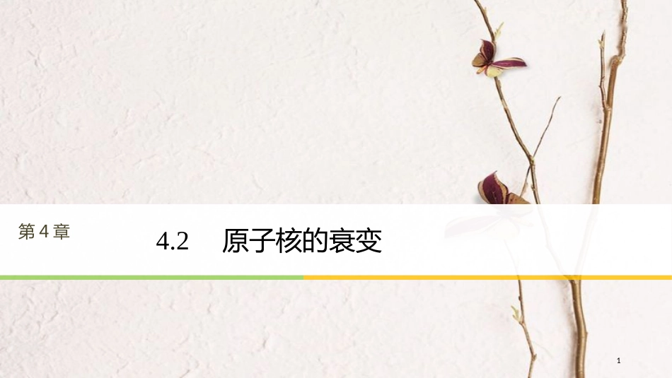 高中物理 第4章 从原子核到夸克 4.2 原子核的衰变课件 沪科版选修3-5_第1页