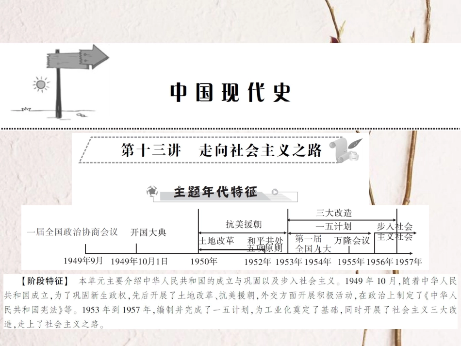 中考历史全程突破 第二部分 教材研析篇 中国现代史 第十三讲 课件 北师大版_第1页