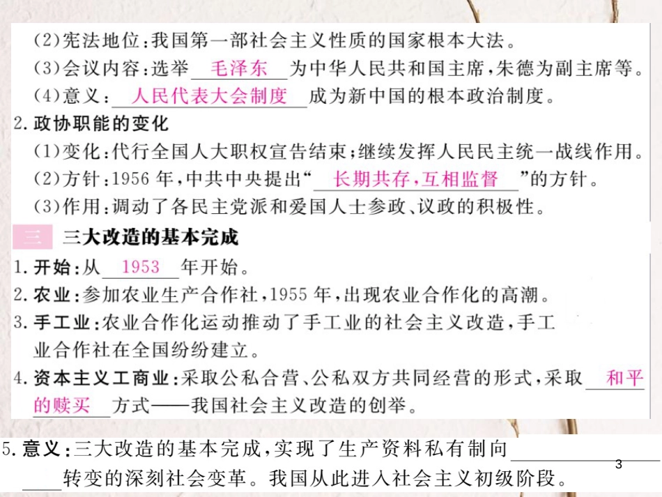 八年级历史下册 第二单元 社会主义建设道路的探索 第3课 社会主义制度的确立作业课件 川教版(1)_第3页