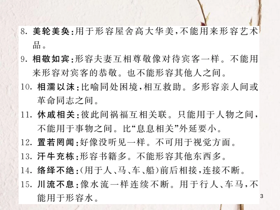 中考语文二轮复习 专题突破讲读 第1部分 语言积累与运用 知识清单三 初中生易错词语课件_第3页