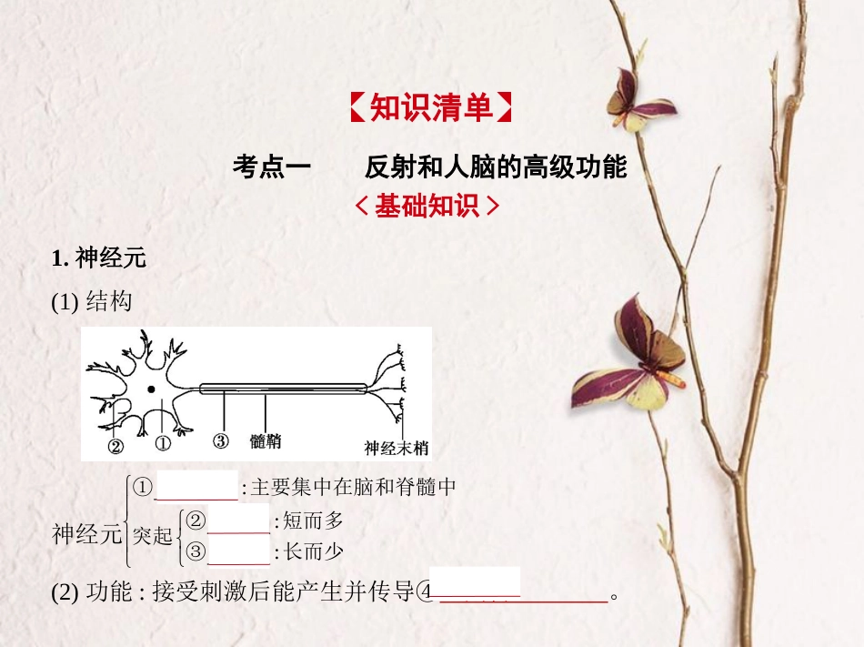 （新课标）2019版高考生物一轮复习 专题18 人和高等动物的神经调节课件[共35页]_第2页