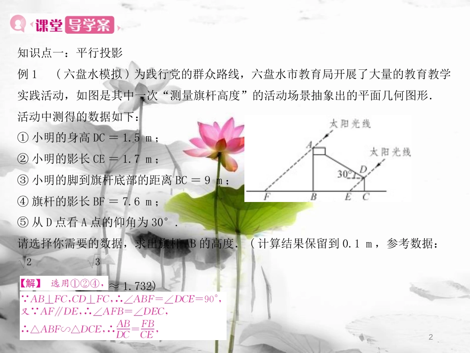 九年级数学下册 29.1 投影 第1课时 平行投影与中心投影课件 （新版）新人教版_第2页