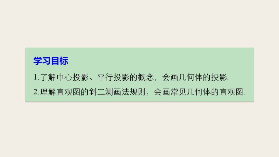 高中数学 第一章 立体几何初步 1.1.4 投影与直观图课件 新人教B版必修2(1)_第2页