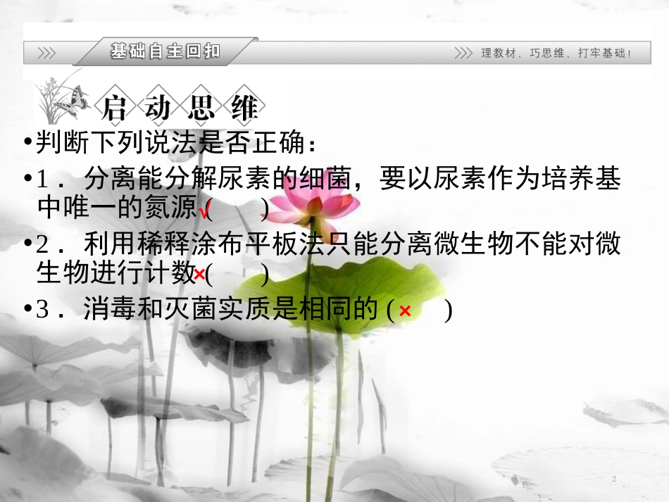 届高考生物二轮复习 专题2 微生物的培养与应用课件 选修1(1)_第2页