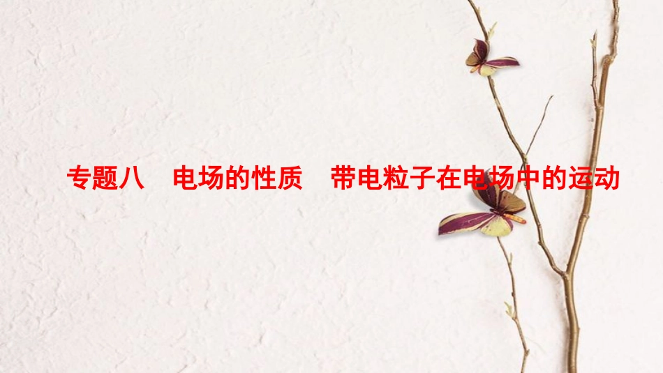 高考物理二轮复习 第1部分 专题整合突破 专题8 电场的性质 带电粒子在电场中的运动课件_第1页