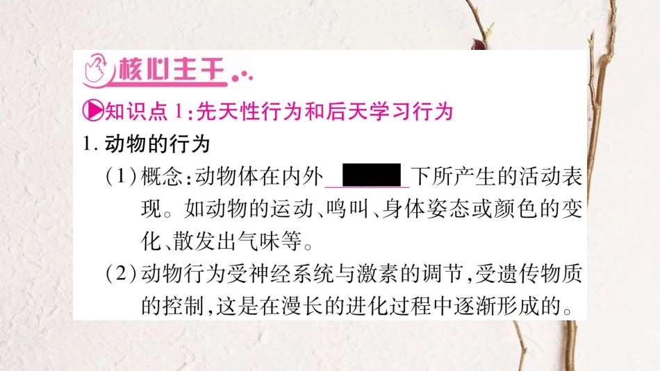 中考生物总复习 教材考点梳理 八上 第5单元 第18章 动物的行为课件 北师大版(1)_第2页