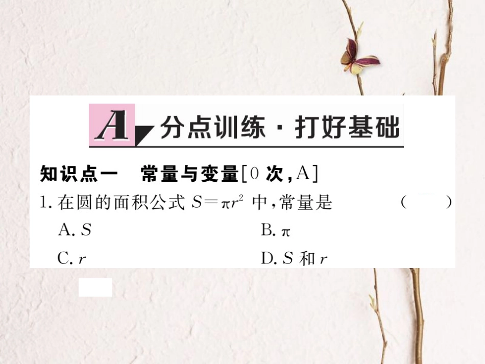 江西省八年级数学下册 第十九章 一次函数 19.1 变量与函数 19.1.1 变量与函数 第1课时 常量与变量练习课件 （新版）新人教版_第2页