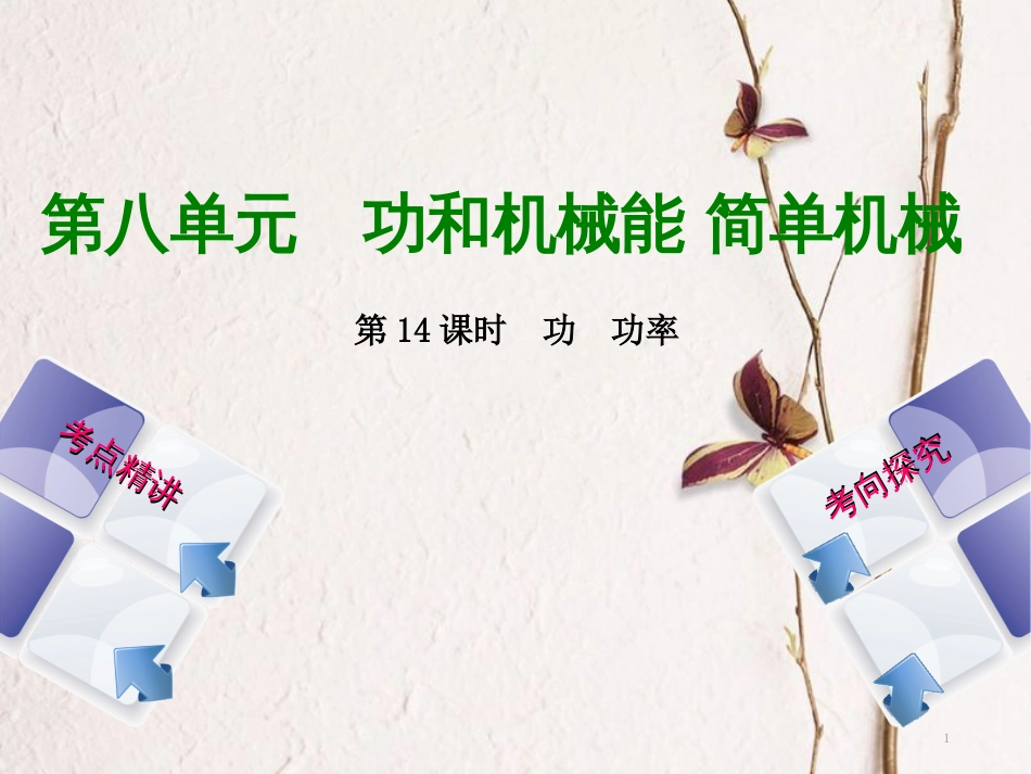 中考物理复习 第八单元 功和机械能 简单机械 第14课时 功 功率课件_第1页