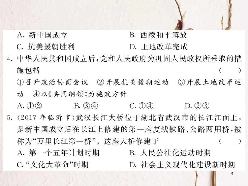 八年级历史下册 期中综合测试课件 新人教版(1)_第3页