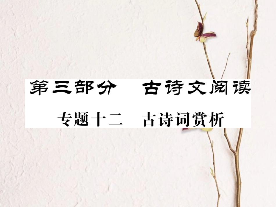 中考语文二轮复习 专题突破讲读 第3部分 古诗文阅读 专题十二古诗词赏析课件_第1页