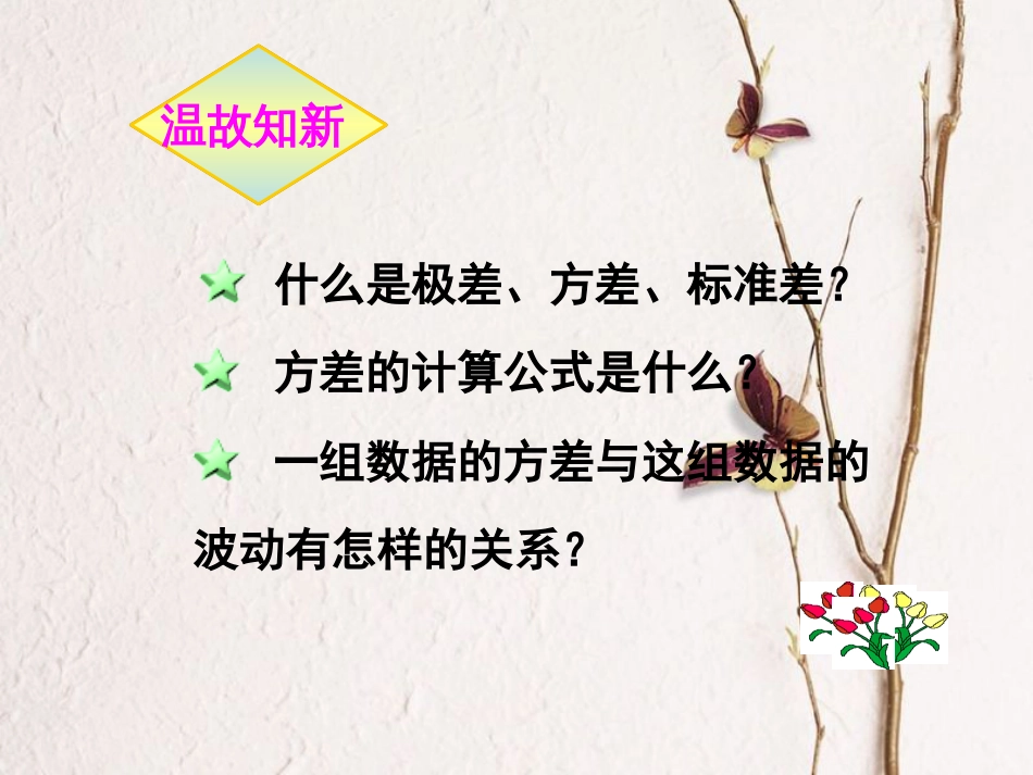 福建省宁德市寿宁县八年级数学上册 第六章 数据的分析 6.4.2 数据的离散程度（第2课时）课件 （新版）北师大版(1)_第2页