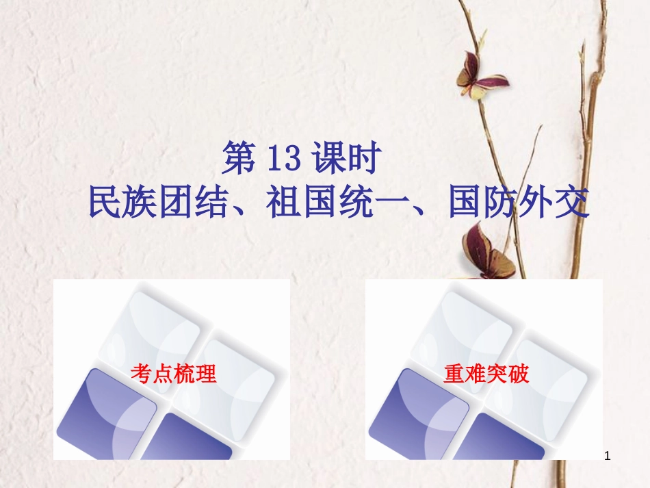 （北京专版）中考历史 第一篇 教材梳理复习 第三单元 中国现代史 第13课时 民族团结、祖国统一、国防外交课件_第1页
