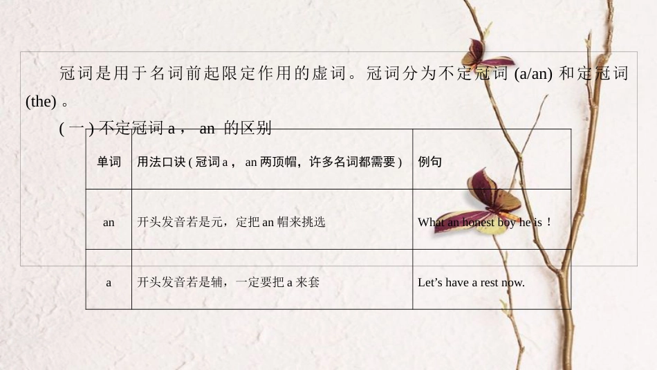 中考英语总复习 第3篇 语法知识专题 第2节 冠词课件 人教新目标版(1)_第2页