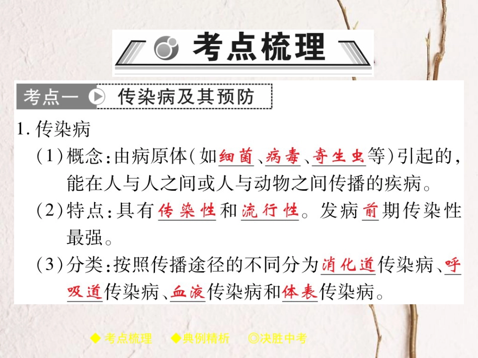 中考生物总复习 专题突破九 健康的生活 第1讲课件_第2页