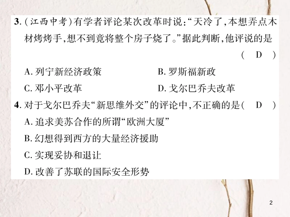 九年级历史下册 第五、六单元达标测试卷作业课件 岳麓版_第2页