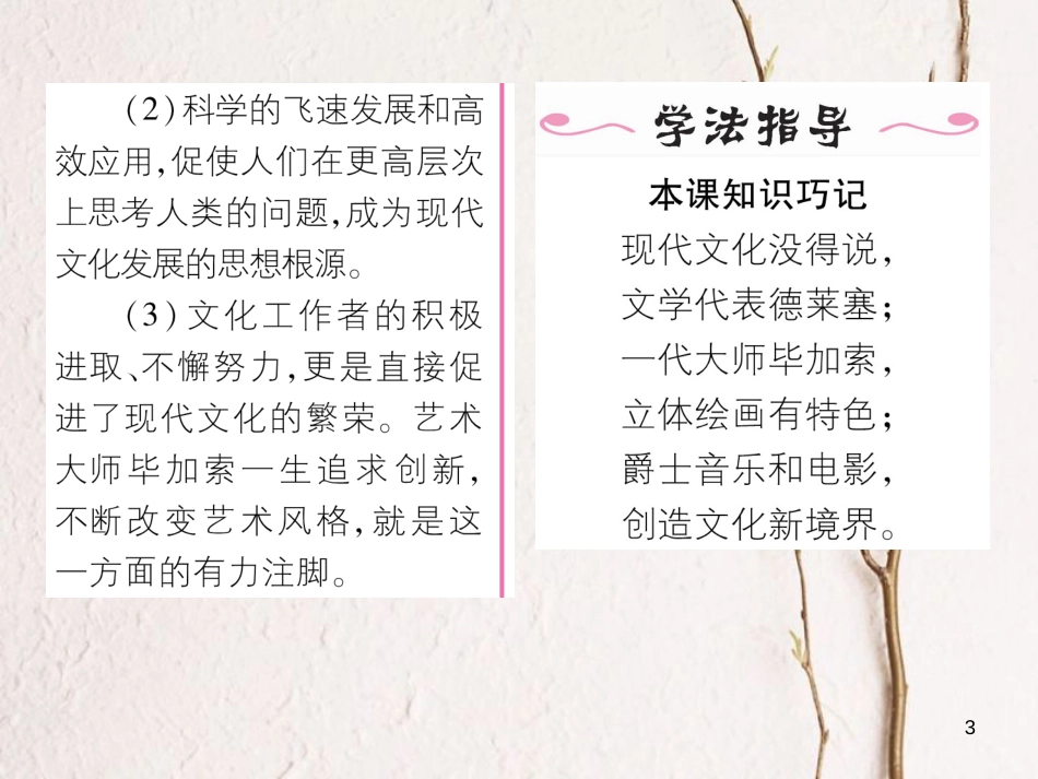 九年级历史下册 第八单元 现代科学技术和文化 第18课 现代文学和美术 第19课 现代音乐和电影作业课件 新人教版(1)_第3页