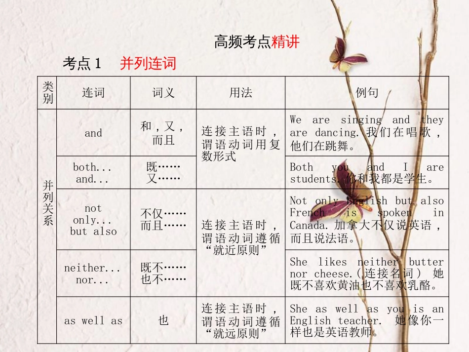安徽省中考英语 第二部分 专题语法 高效突破 专项6 连词课件(1)_第3页