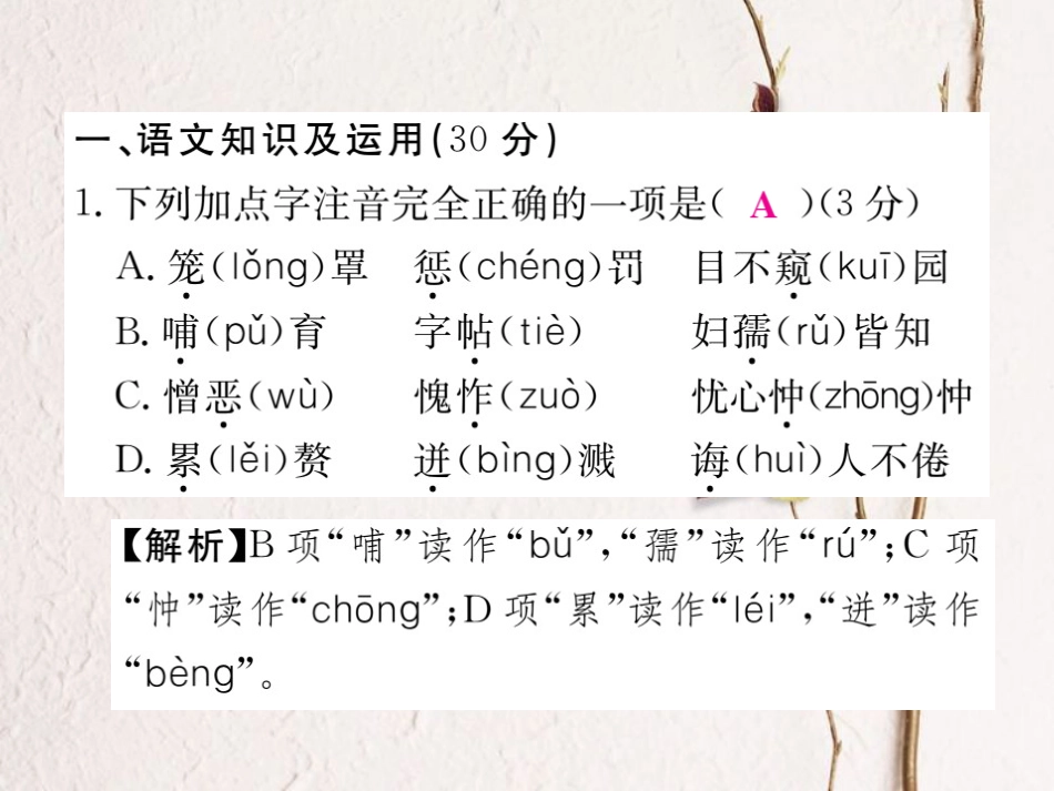 七年级语文下册 期末检测题课件 新人教版(1)_第2页