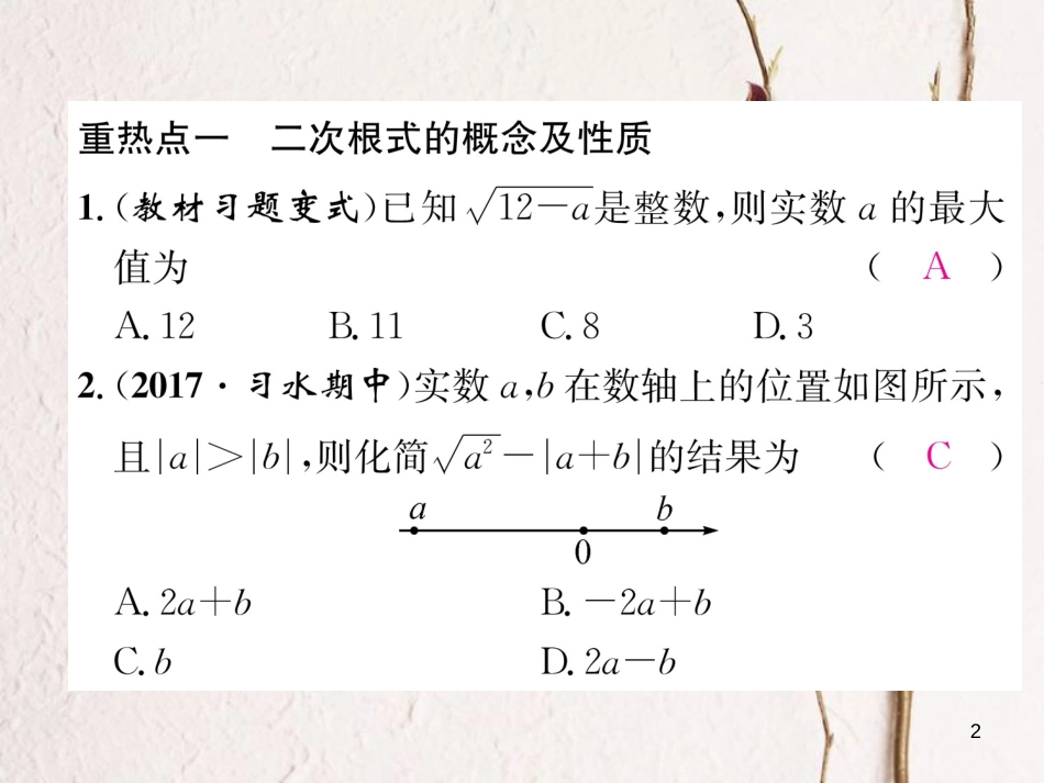 （遵义专版）八年级数学下册 第16章 二次根式重热点突破作业课件 （新版）新人教版_第2页