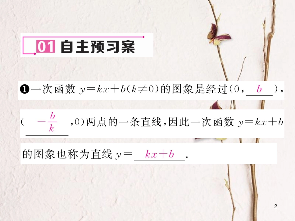 （云南专版）八年级数学下册 第19章 一次函数 19.2 一次函数 19.2.2 一次函数 第2课时 一次函数的图象及性质作业课件 （新版）新人教版_第2页