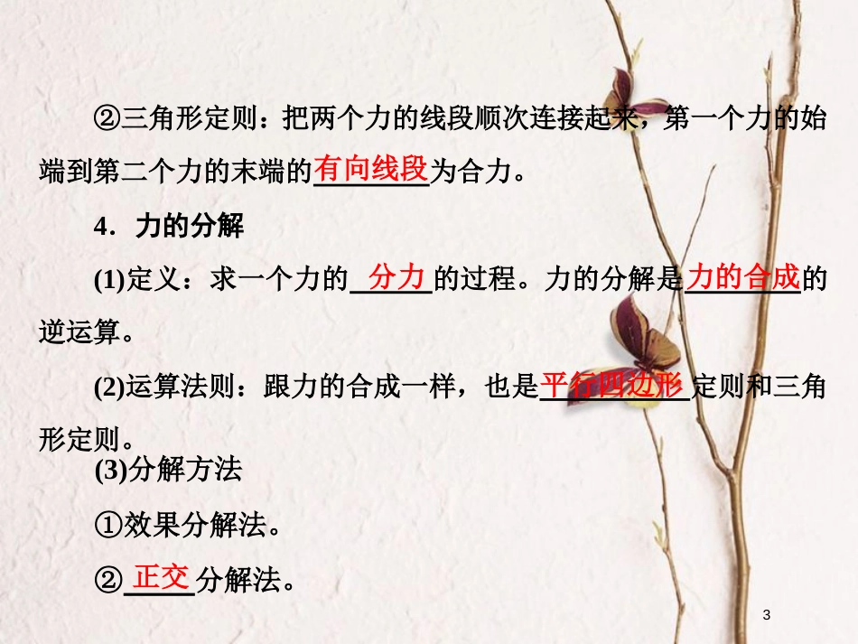高考物理二轮复习 第二章 相互作用 牛顿动动定律 教材回顾（二）共点力作用下的平衡课件_第3页