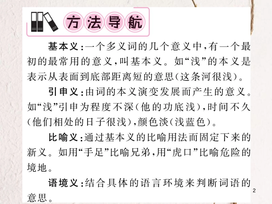 中考语文二轮复习 专题突破讲读 第1部分 语言积累与运用 专题二 词语的理解与运用课件(1)_第2页
