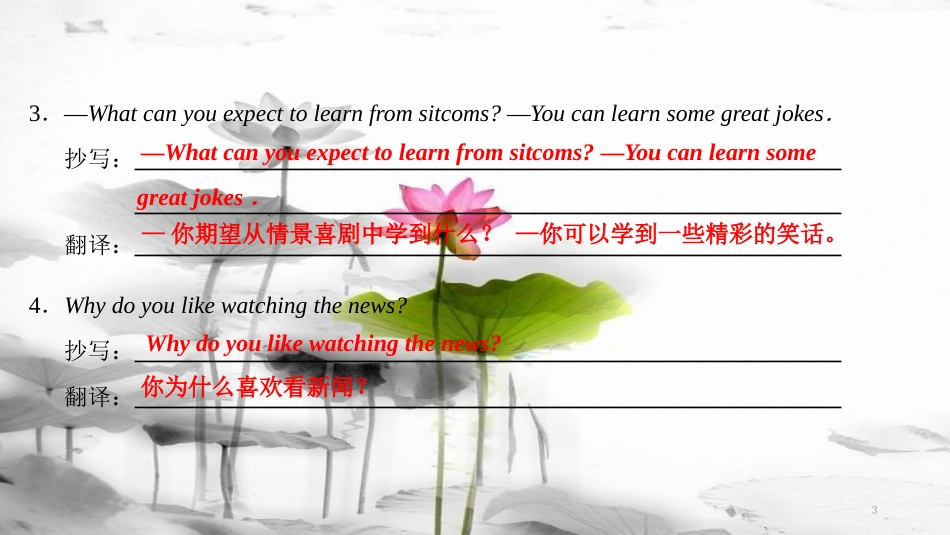八年级英语上册 Unit 5 Do you want to watch a game show Part 3 Grammar Focus课件 （新版）人教新目标版_第3页