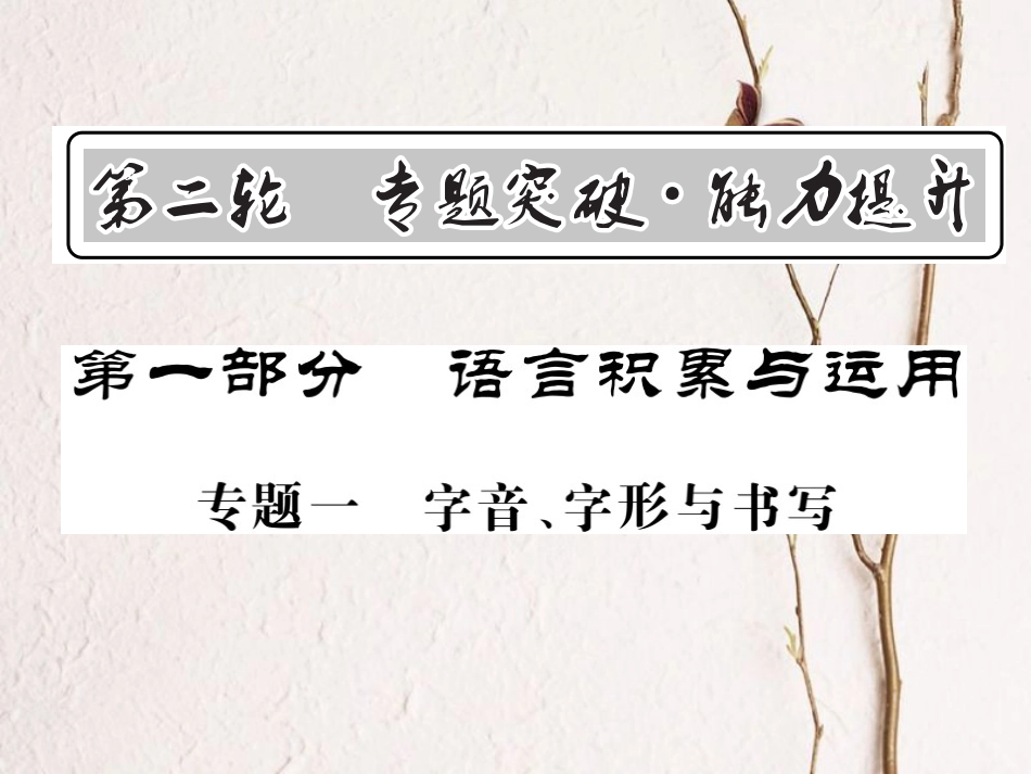 中考语文二轮复习 专题突破讲读 第1部分 语言积累与运用 专题一字音 字形与书写课件(1)_第1页