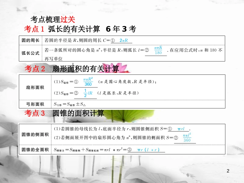 河北省中考数学复习 第6章 圆 第25讲 圆的有关计算课件_第2页