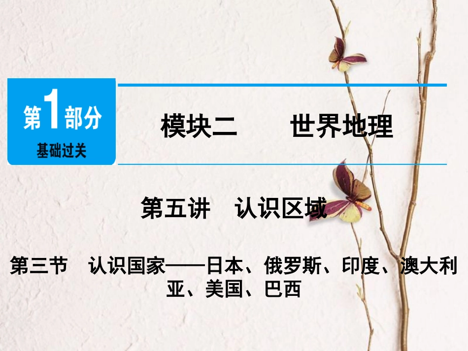 江西省中考地理总复习 模块2 第5讲 认识区域 第3节 认识国家课件_第1页