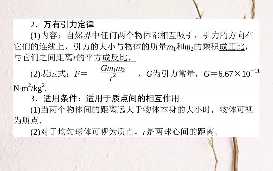 2019届高考物理一轮复习 第四章 曲线运动 4.4 万有引力与航天课件_第3页