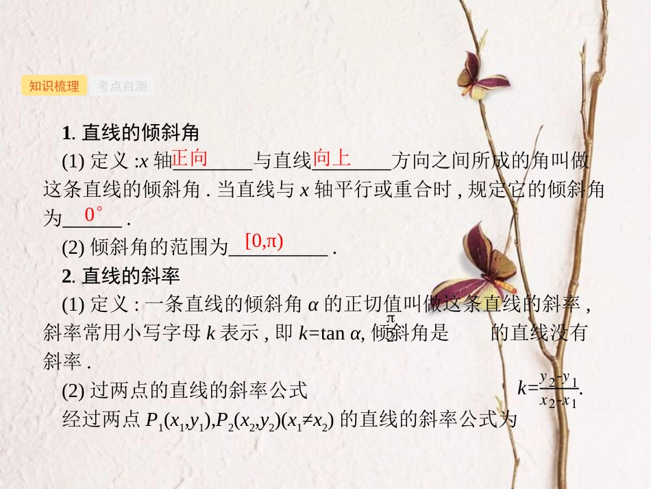 2019高考数学一轮复习 9.1 直线的倾斜角、斜率与直线的方程课件 理 新人教B版_第2页
