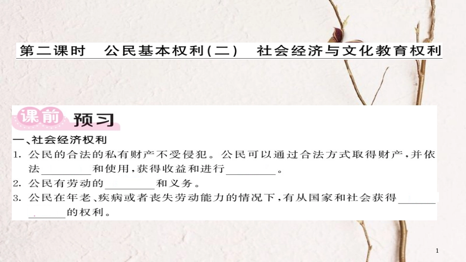 八年级道德与法治下册 第二单元 理解权利义务 第三课 公民权利（第2课时）课件 新人教版_第1页